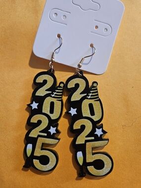 2025 Drop Dangle Earrings in Black and Gold